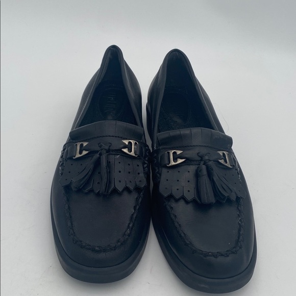 Maripe Black Leather Loafers women 7.5M Tassel Accent casual office retro Y2K - Picture 4 of 12